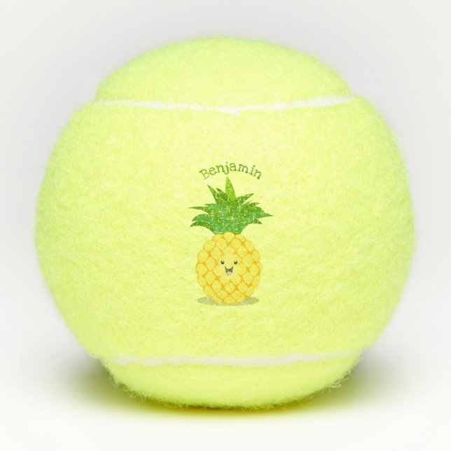 Cute pineapple cartoon illustration tennis balls (Front)