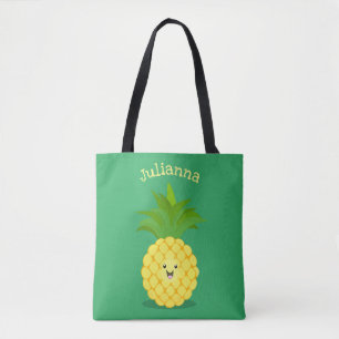 Cute pineapple cartoon illustration tote bag