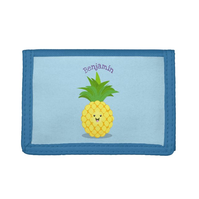 Cute pineapple cartoon illustration trifold wallet (Front)