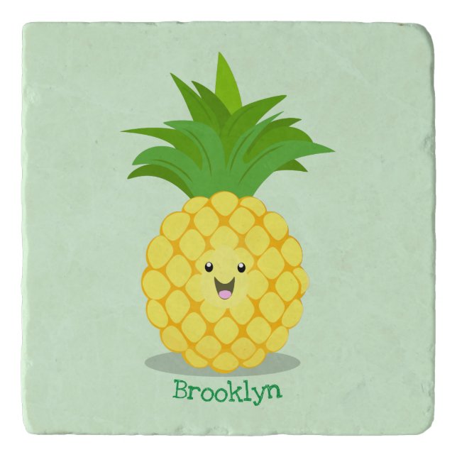 Cute pineapple cartoon illustration trivet (Front)