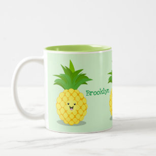 Cute pineapple cartoon illustration Two-Tone coffee mug
