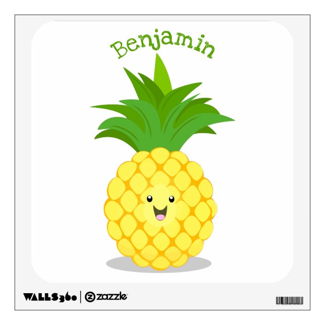 Cute pineapple cartoon illustration wall decal (Front)