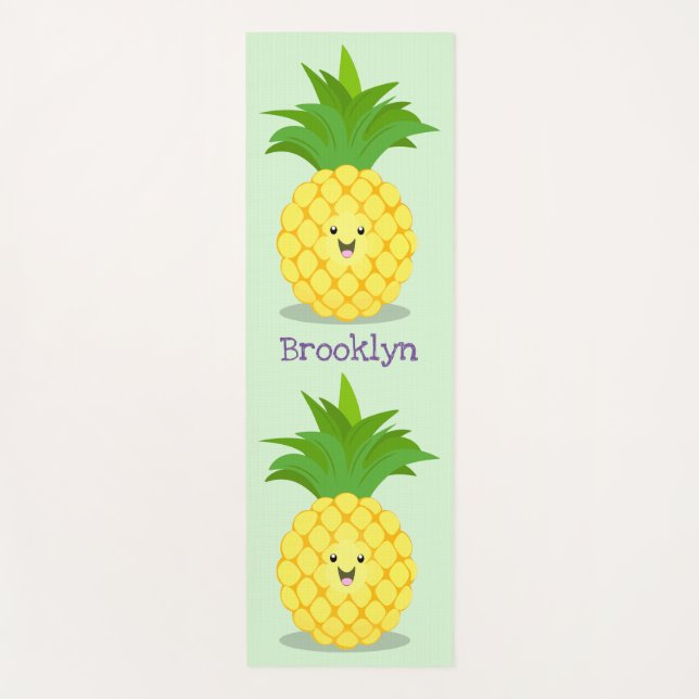 Cute pineapple cartoon illustration yoga mat (Front)
