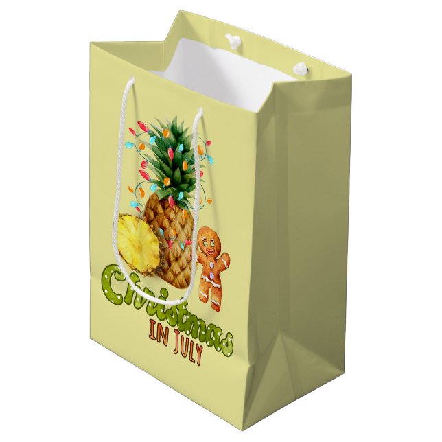 cute pineapple Christmas Gingerbread July Medium Gift Bag (Front Angled)