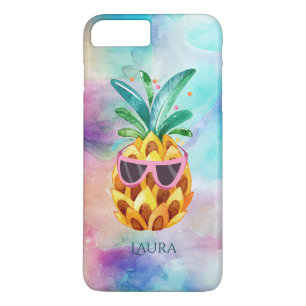 Cute Pineapple Colorful Watercolors Background iPhone 8 Plus/7 Plus Case