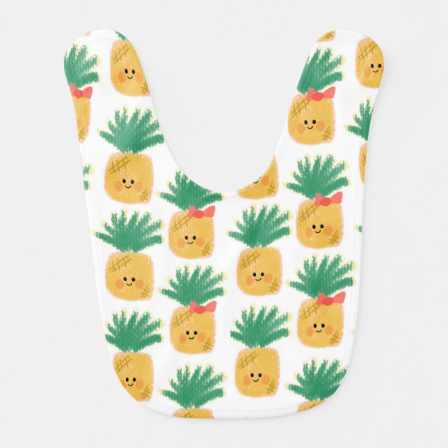 Cute Pineapple Cutiest Foodie Pattern Baby Bib (Front)