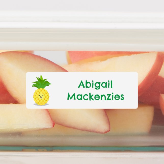 Cute pineapple fruit cartoon personalized  labels (Affixed)
