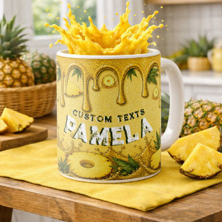 Cute Pineapple Fruit Drip Art Retro Garden Party   Coffee Mug