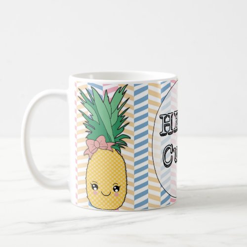 Cute Pineapple Fruit Kawaii Hello Cutie Summer Coffee Mug