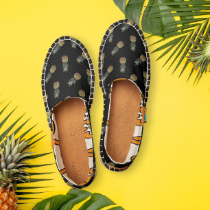 Cute Pineapple Fruit Pattern Black Espadrilles