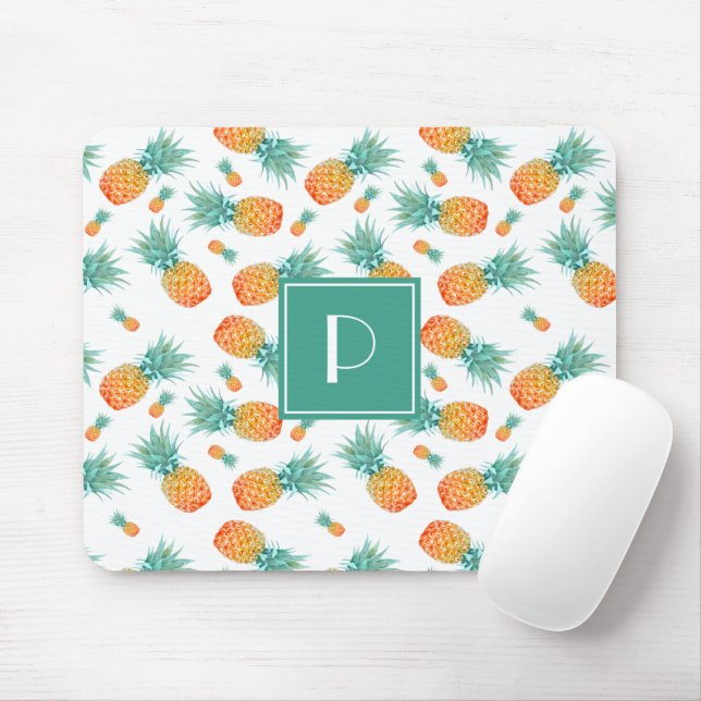 Cute Pineapple Fruit Pattern Monogram Mouse Pad (With Mouse)