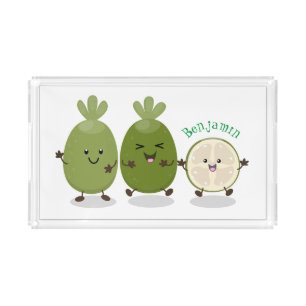 Cute pineapple guava feijoa cartoon illustration acrylic tray