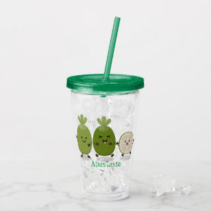Cute pineapple guava feijoa cartoon illustration acrylic tumbler