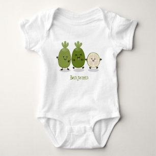 Cute pineapple guava feijoa cartoon illustration baby bodysuit