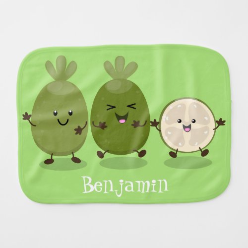 Cute pineapple guava feijoa cartoon illustration baby burp cloth