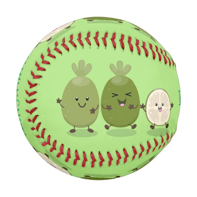 Cute pineapple guava feijoa cartoon illustration baseball (Front Left)