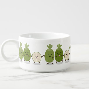 Cute pineapple guava feijoa cartoon illustration bowl