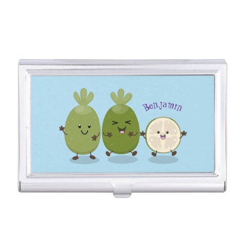 Cute pineapple guava feijoa cartoon illustration business card case