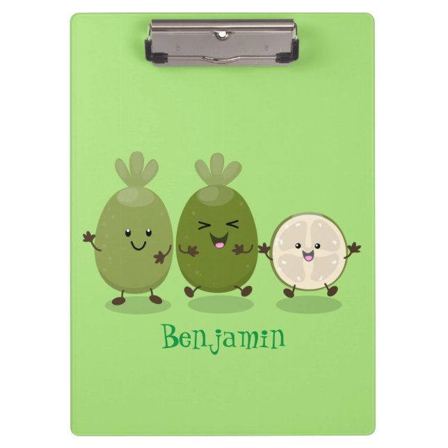 Cute pineapple guava feijoa cartoon illustration clipboard (Front)