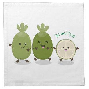 Cute pineapple guava feijoa cartoon illustration cloth napkin