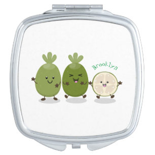Cute pineapple guava feijoa cartoon illustration compact mirror