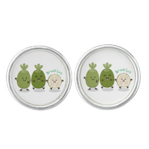 Cute pineapple guava feijoa cartoon illustration cufflinks
