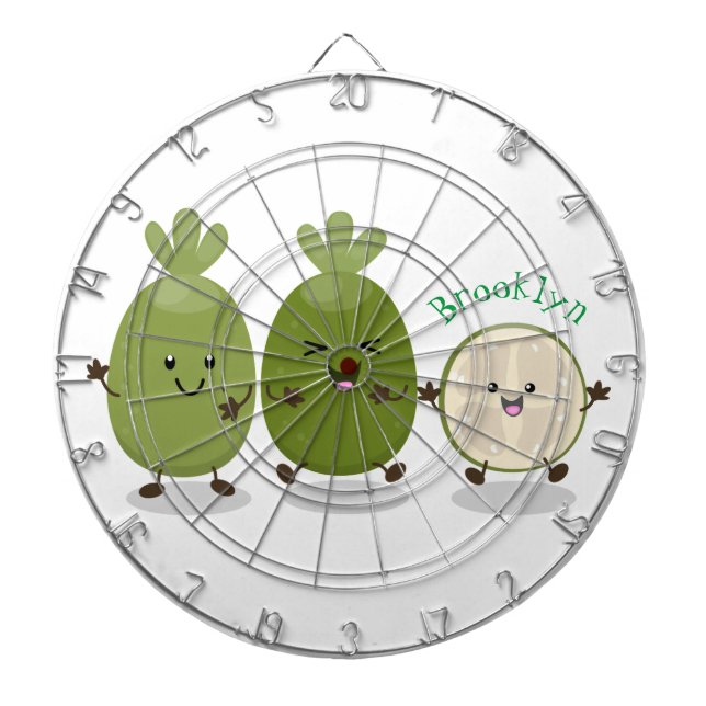 Cute pineapple guava feijoa cartoon illustration dart board (Front)