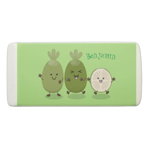 Cute pineapple guava feijoa cartoon illustration eraser