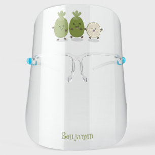Cute pineapple guava feijoa cartoon illustration face shield