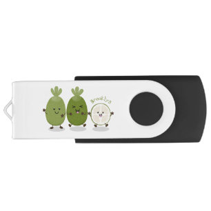 Cute pineapple guava feijoa cartoon illustration flash drive