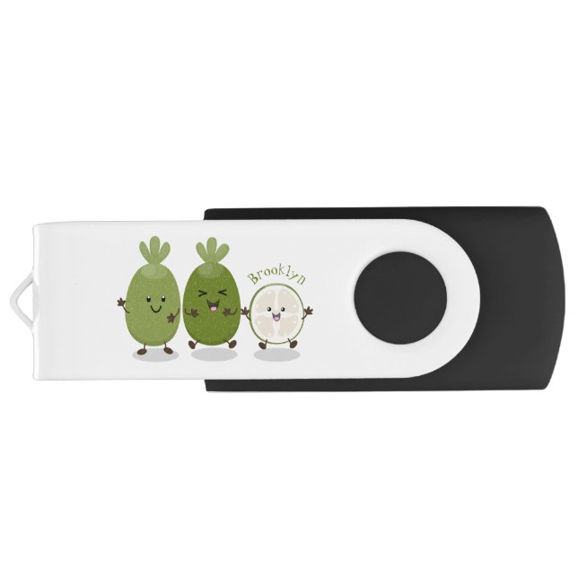Cute pineapple guava feijoa cartoon illustration flash drive (Back)