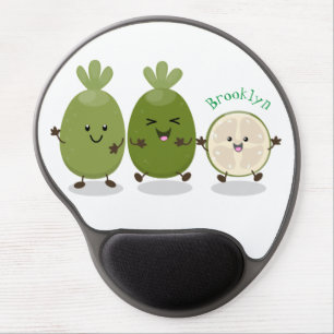 Cute pineapple guava feijoa cartoon illustration gel mouse pad