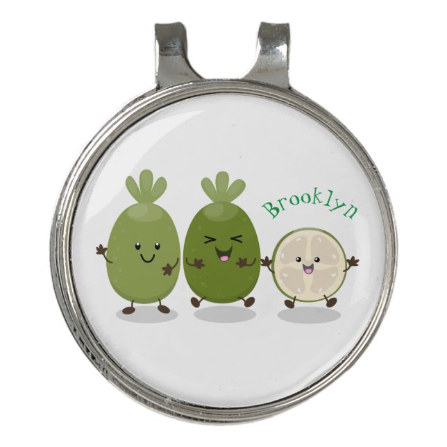 Cute pineapple guava feijoa cartoon illustration golf hat clip (Front)
