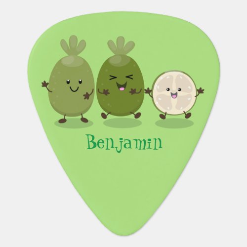 Cute pineapple guava feijoa cartoon illustration  guitar pick