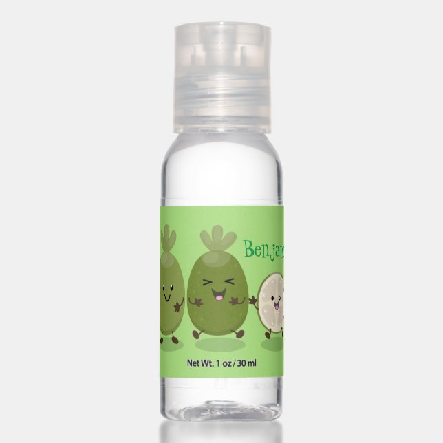 Cute pineapple guava feijoa cartoon illustration hand sanitizer (Front)
