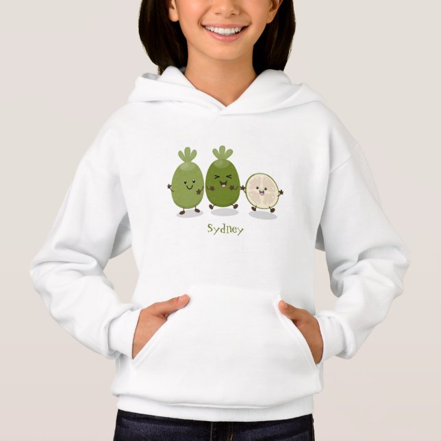 Cute pineapple guava feijoa cartoon illustration hoodie (Front)
