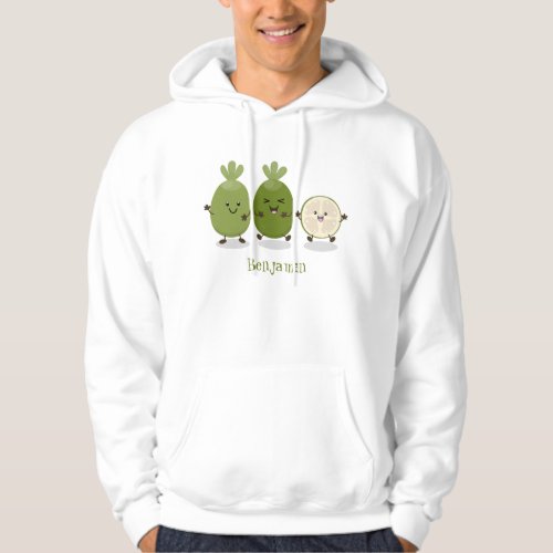 Cute pineapple guava feijoa cartoon illustration hoodie