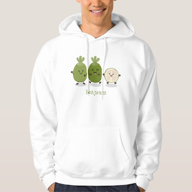 Cute pineapple guava feijoa cartoon illustration hoodie (Front)