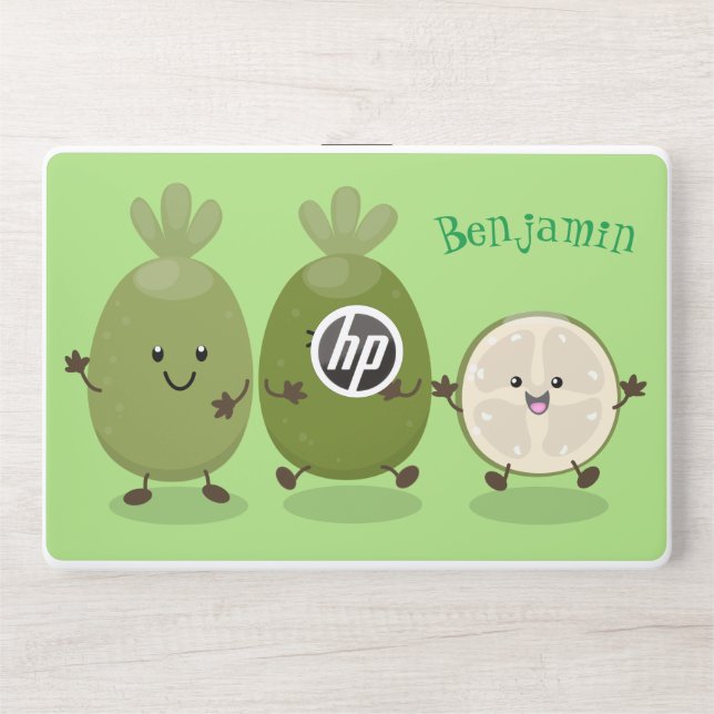 Cute pineapple guava feijoa cartoon illustration HP laptop skin (Front)