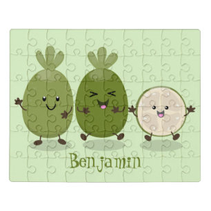 Cute pineapple guava feijoa cartoon illustration jigsaw puzzle