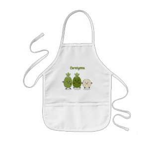Cute pineapple guava feijoa cartoon illustration kids' apron
