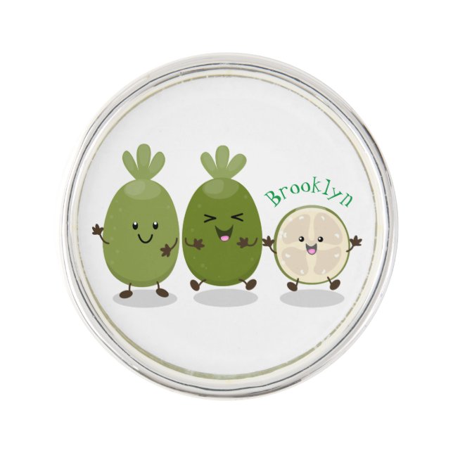 Cute pineapple guava feijoa cartoon illustration lapel pin (Front)