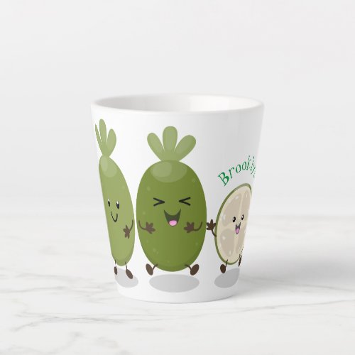 Cute pineapple guava feijoa cartoon illustration latte mug