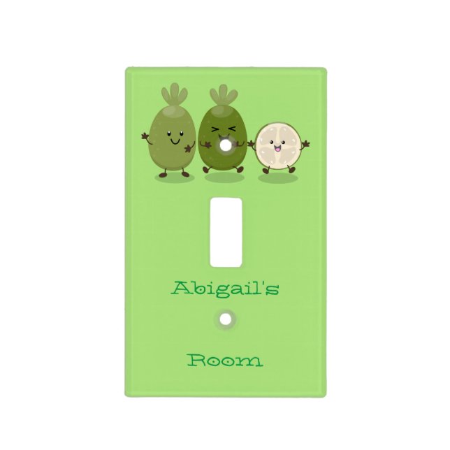 Cute pineapple guava feijoa cartoon illustration light switch cover (Front)
