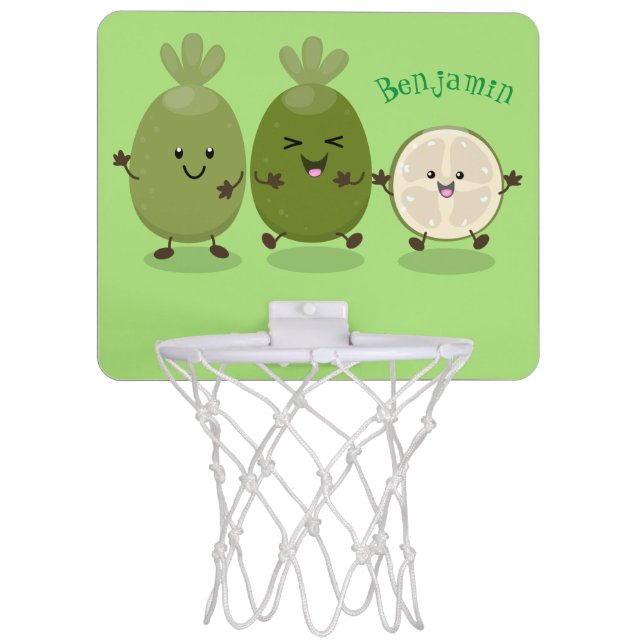 Cute pineapple guava feijoa cartoon illustration  mini basketball hoop (Front)