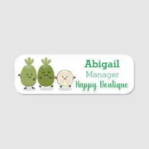 Cute pineapple guava feijoa cartoon illustration name tag