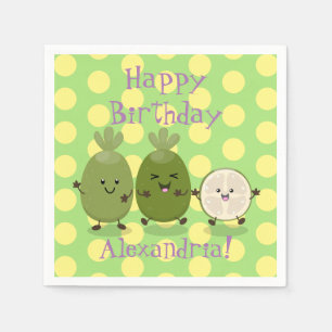 Cute pineapple guava feijoa cartoon illustration napkins