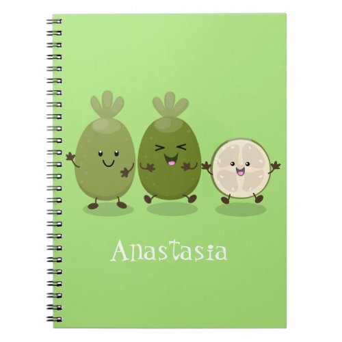 Cute pineapple guava feijoa cartoon illustration notebook