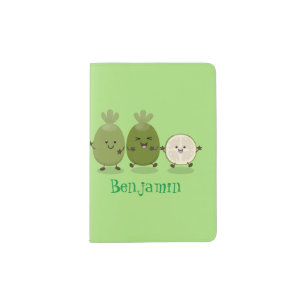 Cute pineapple guava feijoa cartoon illustration passport holder
