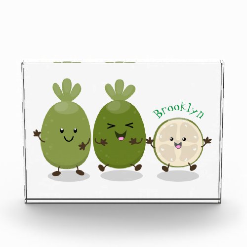 Cute pineapple guava feijoa cartoon illustration  photo block